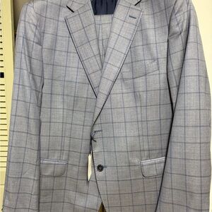 Classic Gray Plaid Calvaresi Men’s Suit Size 48R